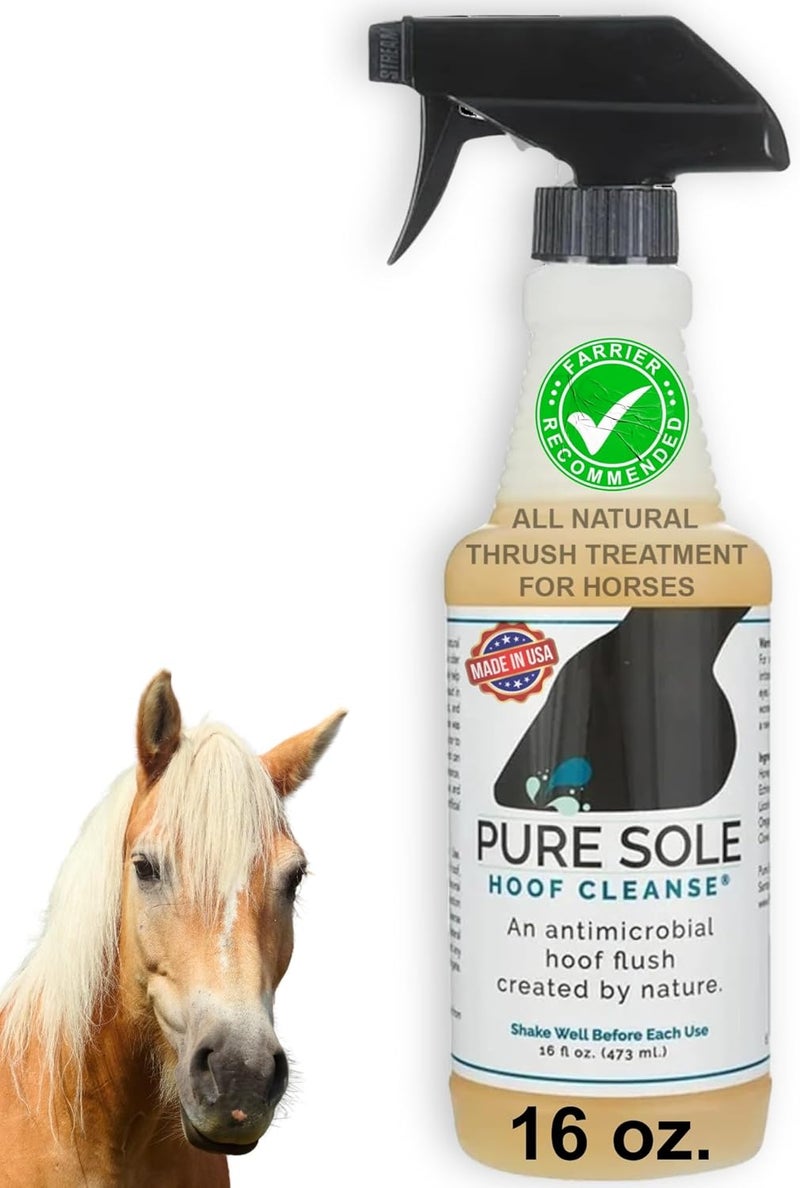 PureSole Thrush Treatment for Horses Hoof Spray Hoof Cleanse | All Natural Spray for A Healthy Horse Hoof, Use for White Line, Abscess Treatment, Cracks, and Hoof Wall Separation - 16 oz. - Image 1